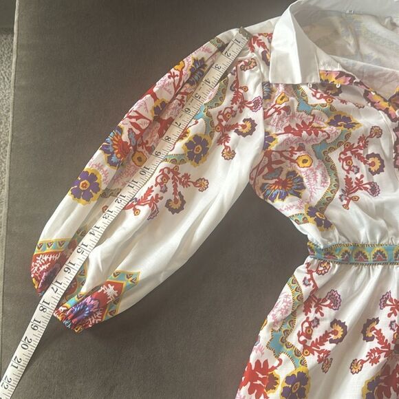 Women’s Floral Print White Summer Mini Dress *Tag Size M fits like a SMALL NEW - Picture 9 of 14